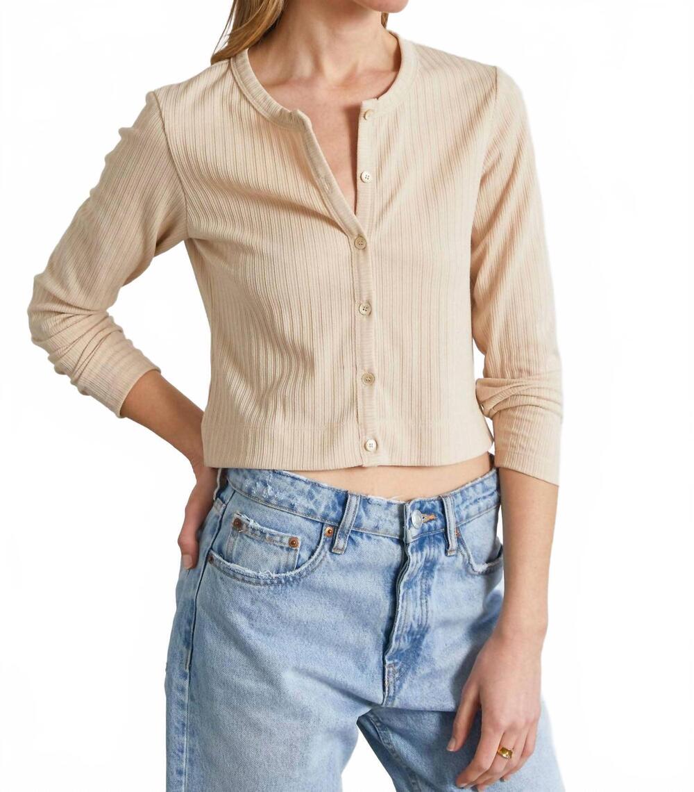 NEW ALMINA CONCEPT women's cropped long sleeve cardigan in cream